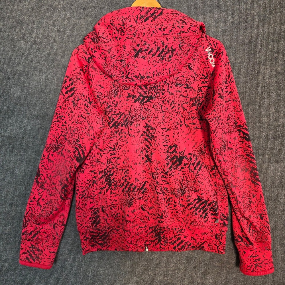 Vintage Volcom Women Red Black Animal Print Zip Up Hoodie Fleece Jacket Ski Snow - Picture 7 of 15